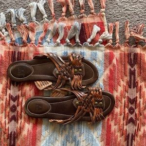 Vintage FRYE Woven Leather Open-Toe Sandals